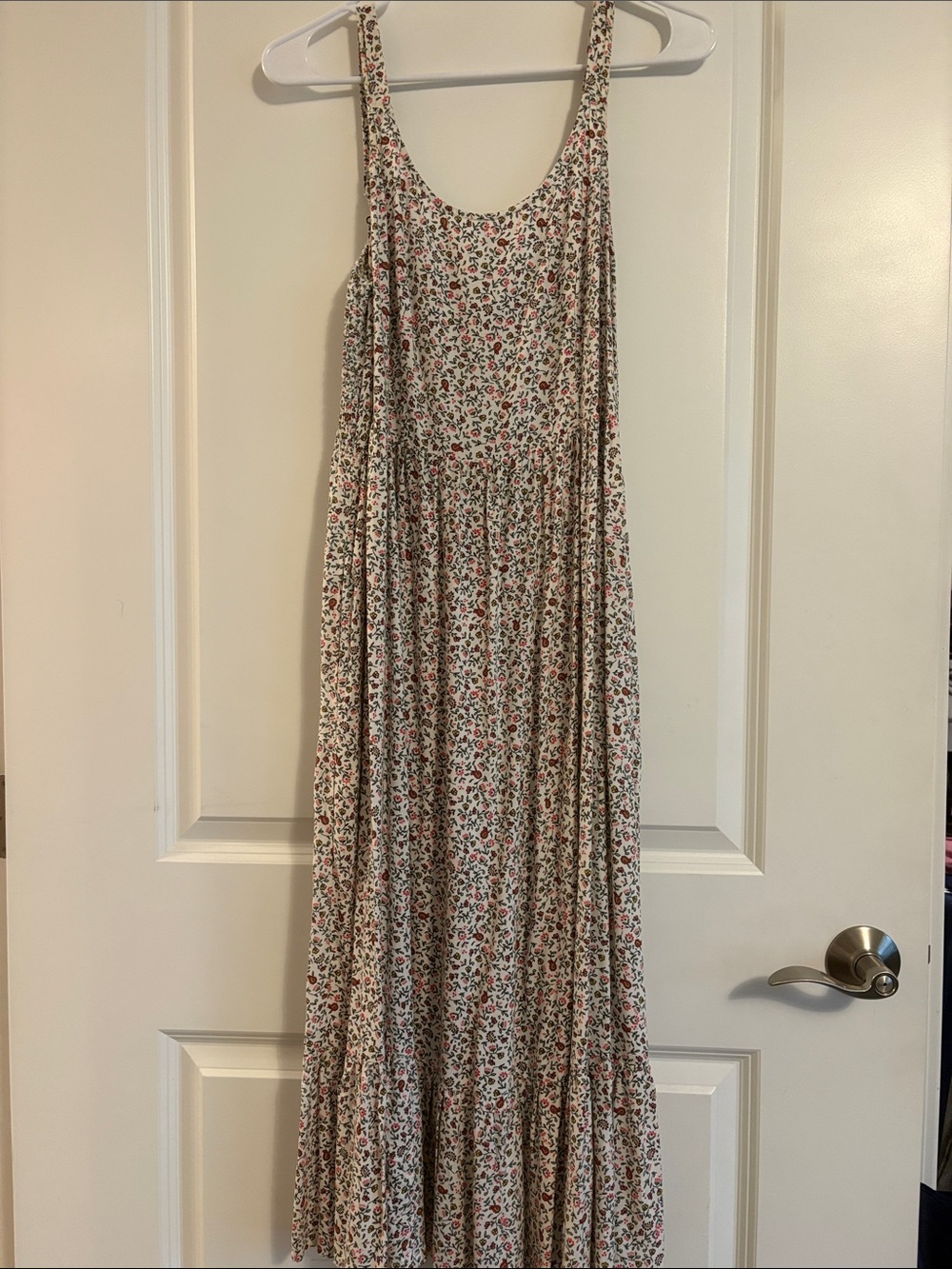 Sonoma Summer Maxi Dress - Cream with Pink and Green Floral Print - Has Pockets!